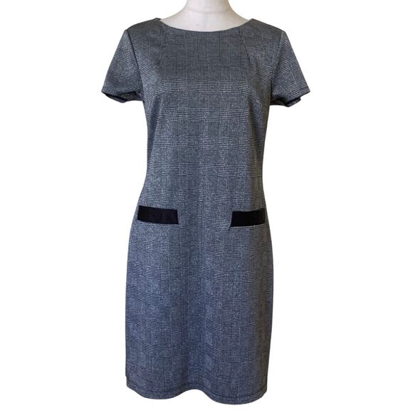 Enfocus Studio Sparkly Silver-Threaded Gingham Mini Dress Back and Grey Size 8 - Picture 1 of 12